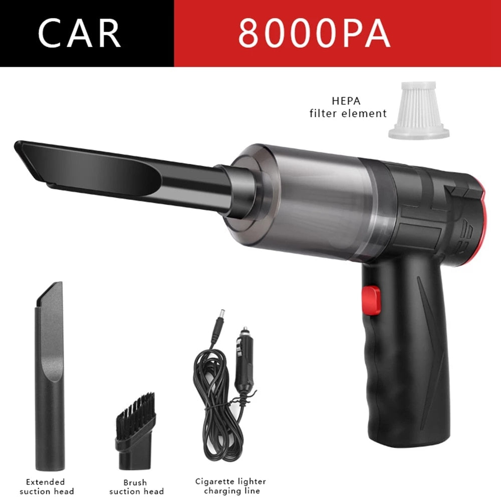 Aspirador de Carro Com/Sem Fio Portáteis de Mão 2 em 1 - |16000Pa 150W|