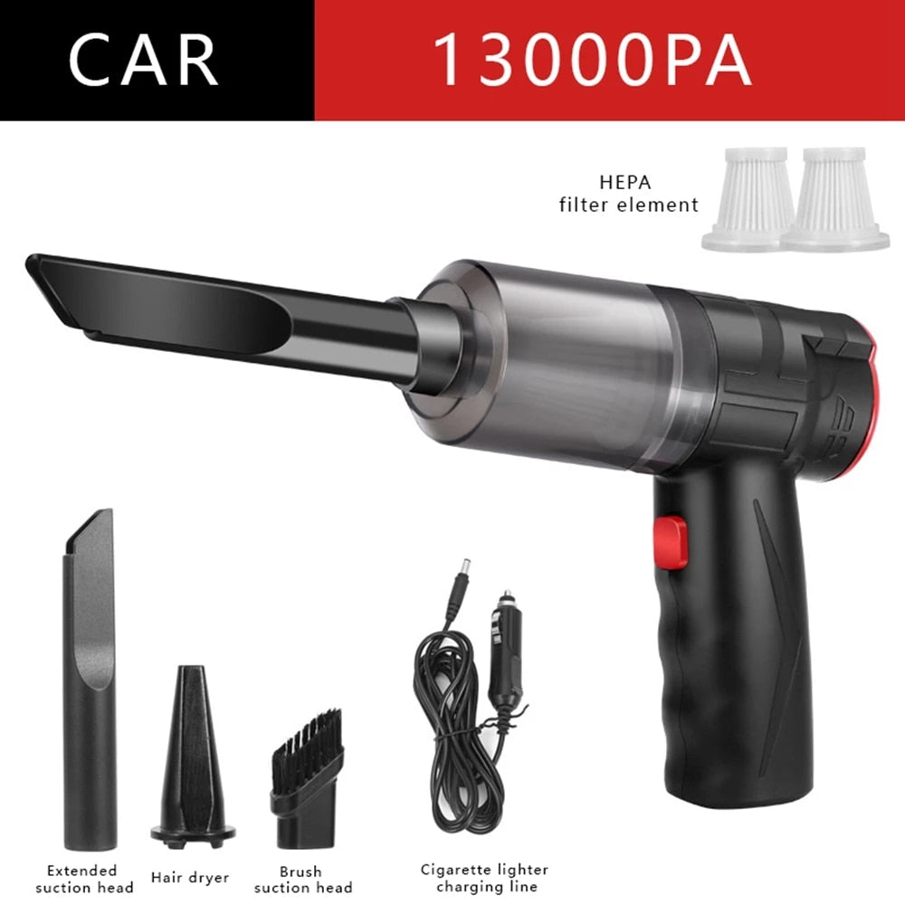 Aspirador de Carro Com/Sem Fio Portáteis de Mão 2 em 1 - |16000Pa 150W|